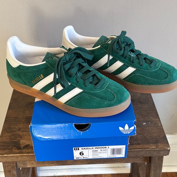 adidas Other - adidas Green Suede Gazelle Indoor Sneakers with White Stripes